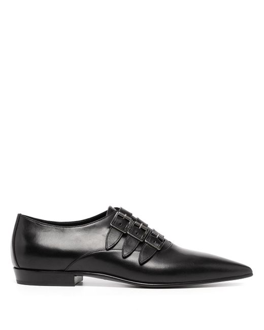 Saint Laurent triple-buckle pointed leather shoes