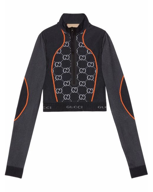 Gucci GG jacquard long-sleeve cropped top
