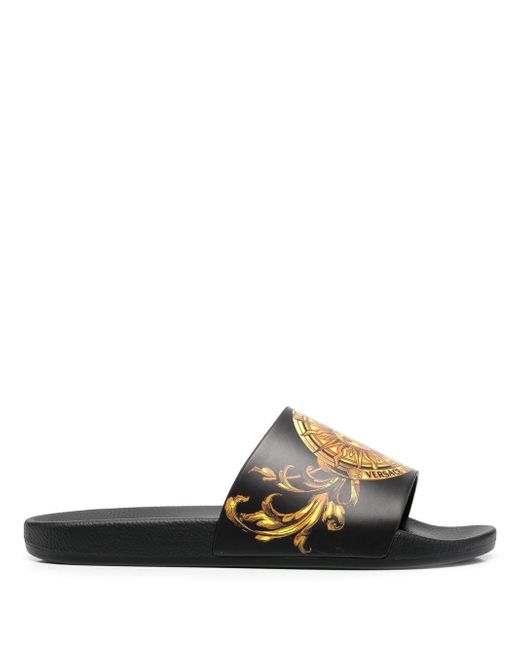 Versace Jeans Couture baroque pattern-print open-toe slides