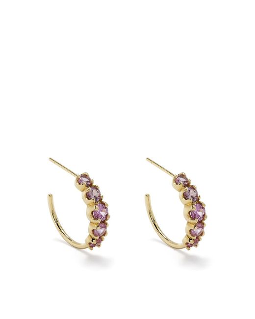Jennifer Meyer 18kt yellow small pink sapphire graduated hoop earrings