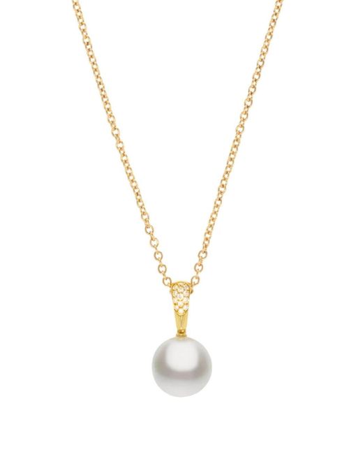 Autore 18kt yellow classic diamond pearl necklace