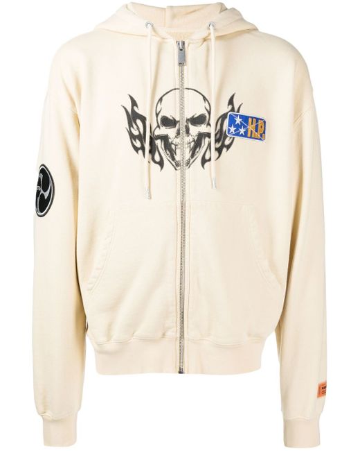 Heron Preston Flaming Skull zip-fastening hoodie
