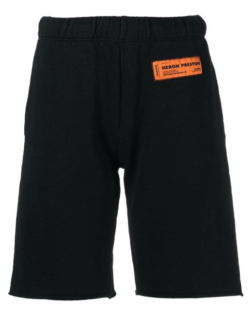 Heron Preston logo-patch organic-cotton knee-length shorts