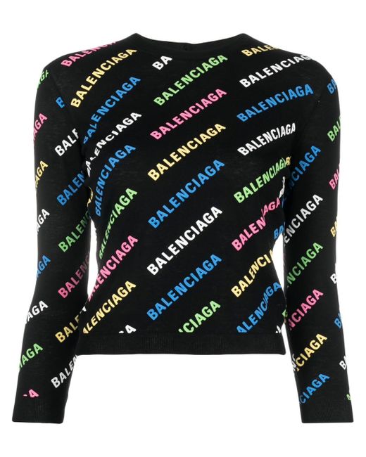 Balenciaga logo-print crew-neck jumper