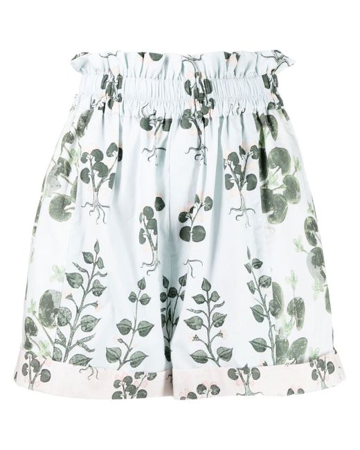 Biyan floral-print paperbag-waist shorts