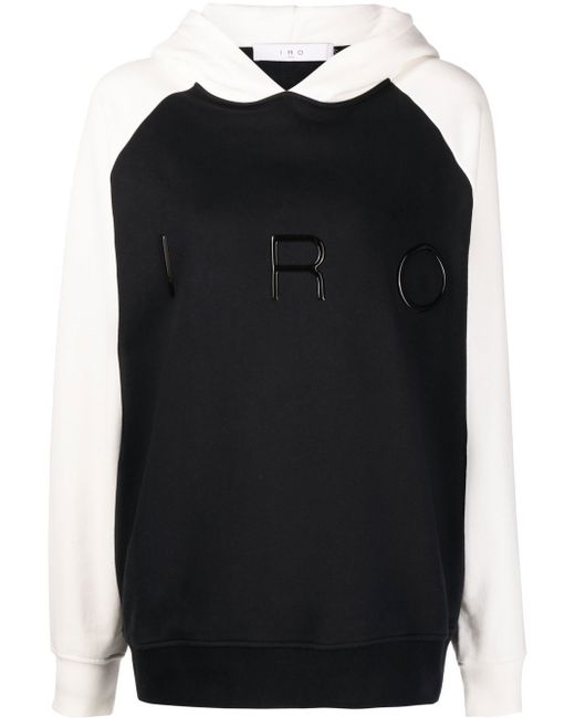 Iro logo-print two-tone hoodie