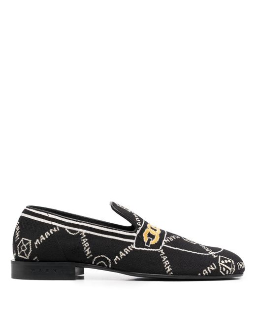 Marni all-over logo-print loafers