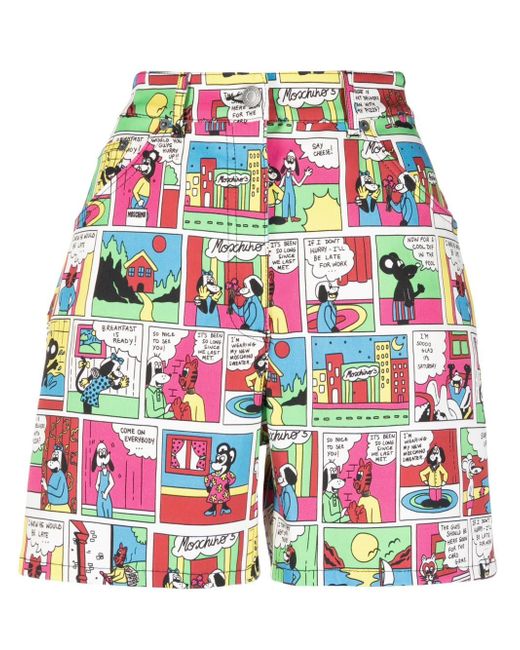 Moschino high-waisted comic-print shorts