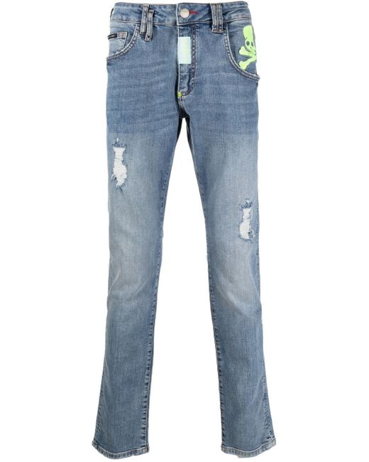 Philipp Plein Skull low-rise straight-leg jeans