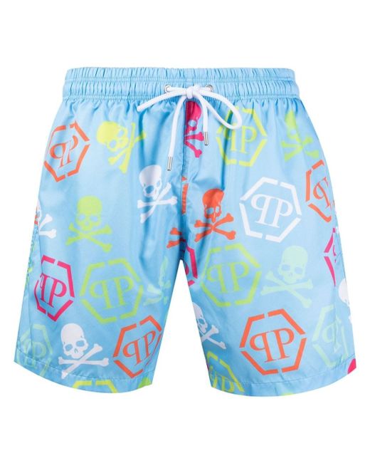 Philipp Plein logo-print swim shorts