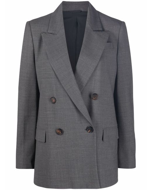 Brunello Cucinelli chain-trim double-breasted jacket