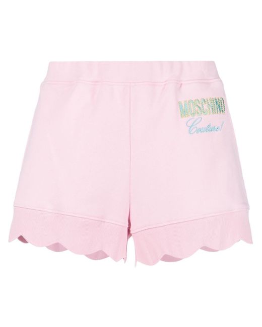 Moschino scalloped-hem logo shorts