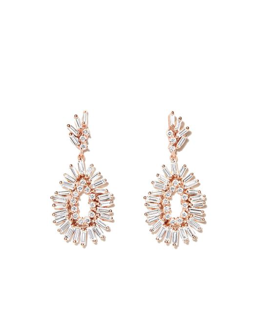 Suzanne Kalan 18kt rose gold diamond drop earrings