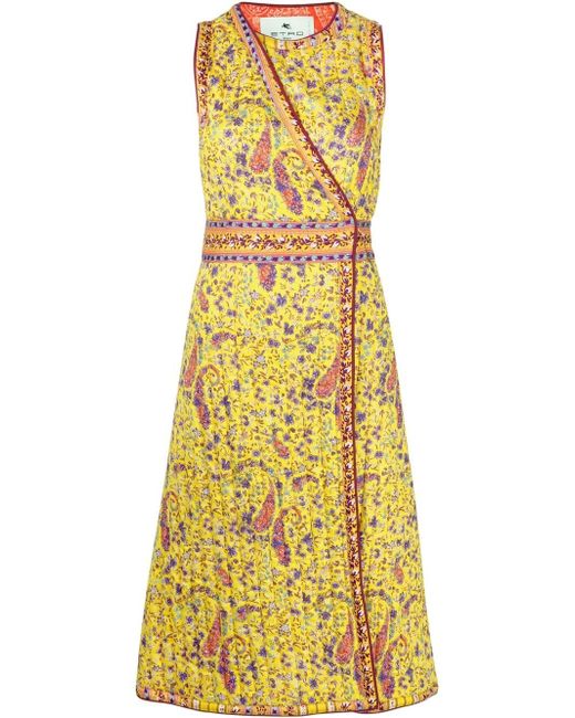 Etro quilted paisley-print midi dress