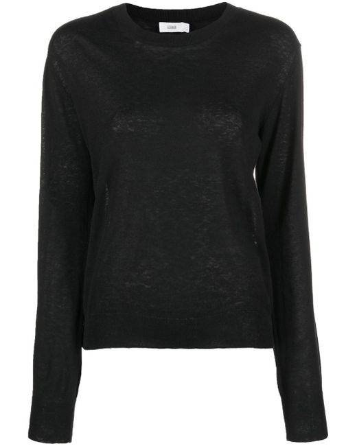 Closed crew-neck long-sleeve top