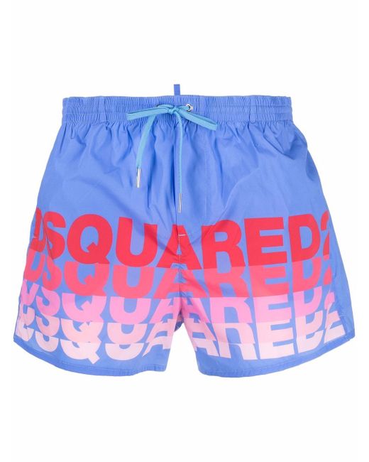 Dsquared2 logo-print drawstring-waist swim shorts