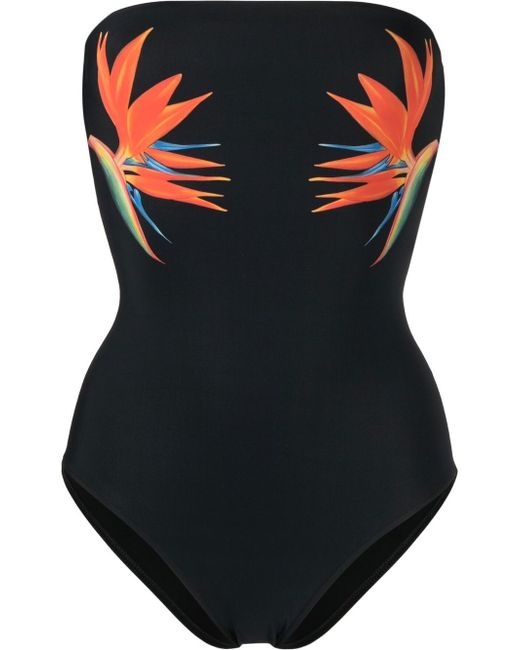 Saint Laurent bird of paradise print swimsuit