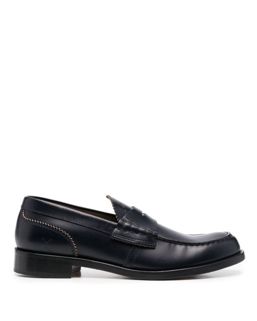 college pinked-edge leather loafers
