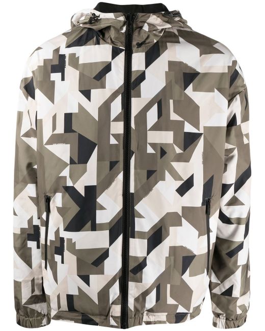 Karl Lagerfeld patterned zip-up hooded jacket