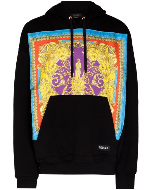 Versace baroque-panelled pullover hoodie