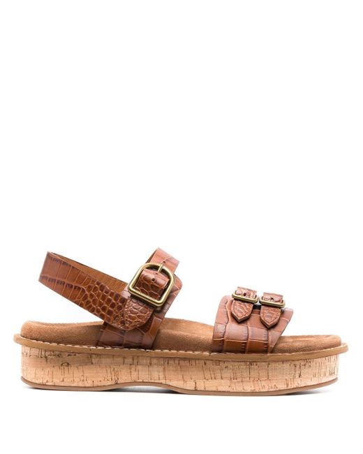 Polo Ralph Lauren crocodile-embossed buckled platform sandals