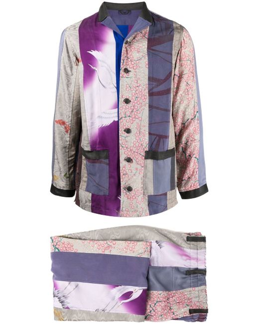 Guidi colour-block print suit set