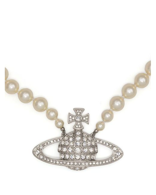 Vivienne Westwood row-pearl orb-charm necklace