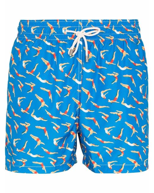 arrels swimmers-print drawstring swim shorts