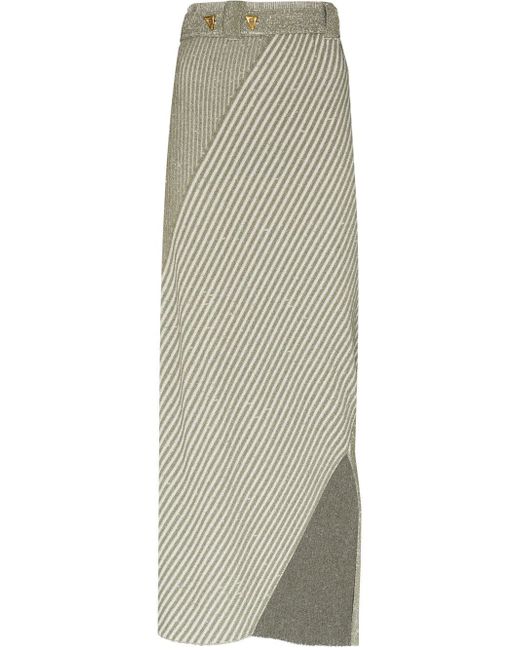 Aeron asymmetric knitted striped skirt