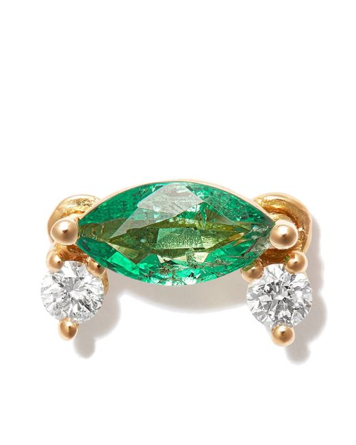 Delfina Delettrez 18kt yellow Dancing Diamonds emerald and diamond earring