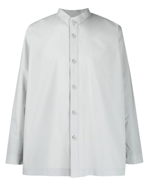 Homme Pliss Issey Miyake buttoned-up collarless shirt