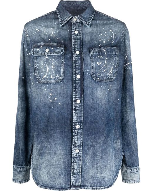 Ralph Lauren Collection paint-splatter denim shirt