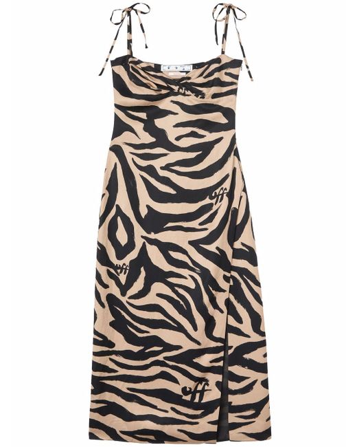Off-White zebra print side-slit dress