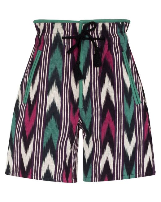 Isabel Marant Etoile zigzag-print high-waisted shorts
