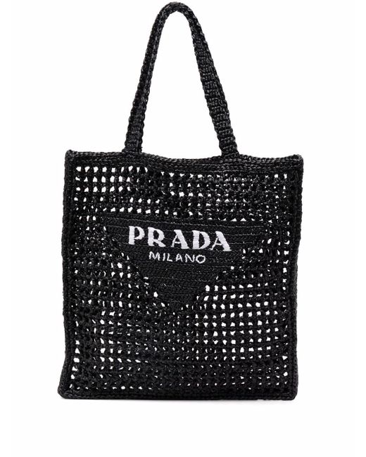 Prada interwoven-design logo-print shoulder bag