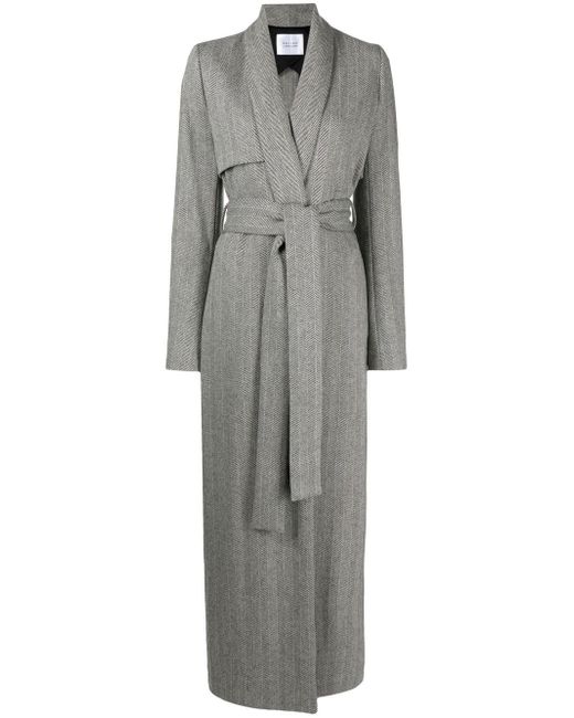 Galvan belted long-length wool coat