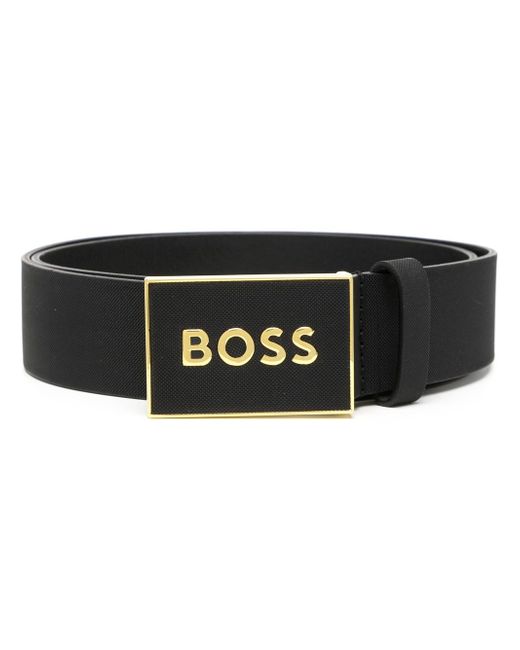 Boss metallic-logo buckle belt