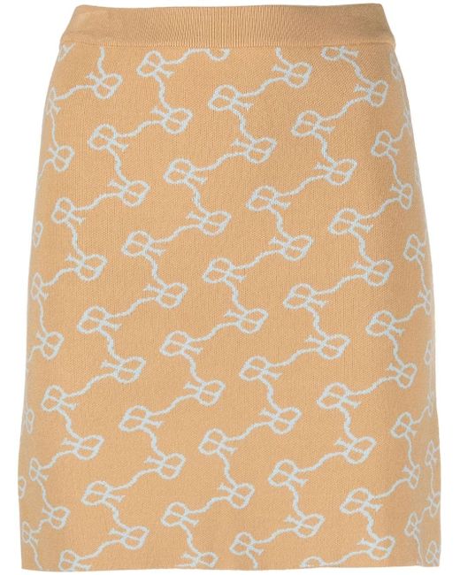 Rokh monogram pattern knitted skirt