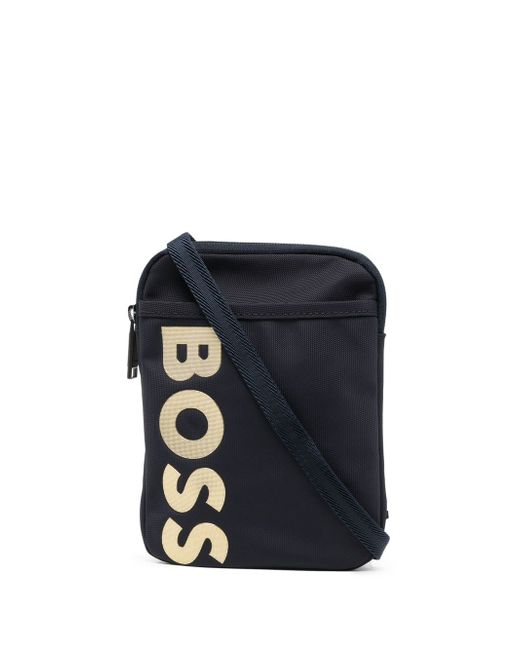 Boss logo zipped messenger bag
