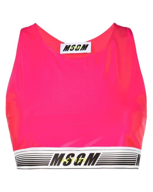 Msgm logo-print cropped top