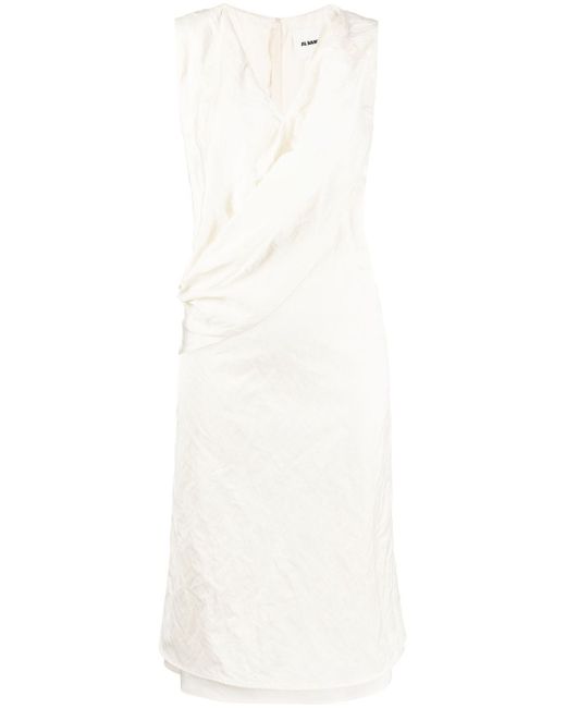 Jil Sander draped-detail sleeveless midi dress