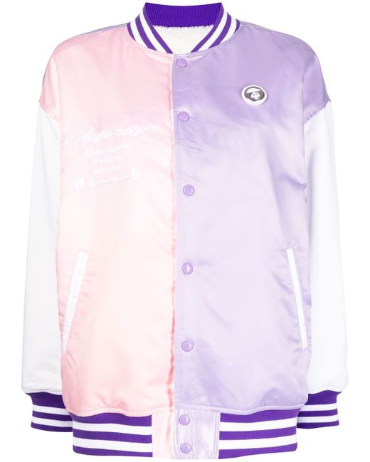Aape By *A Bathing Ape® colour-block satin bomber jacket