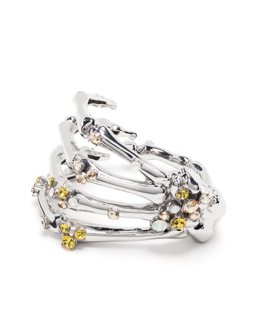 Raf Simons crystal-embellished skeleton cuff bracelet