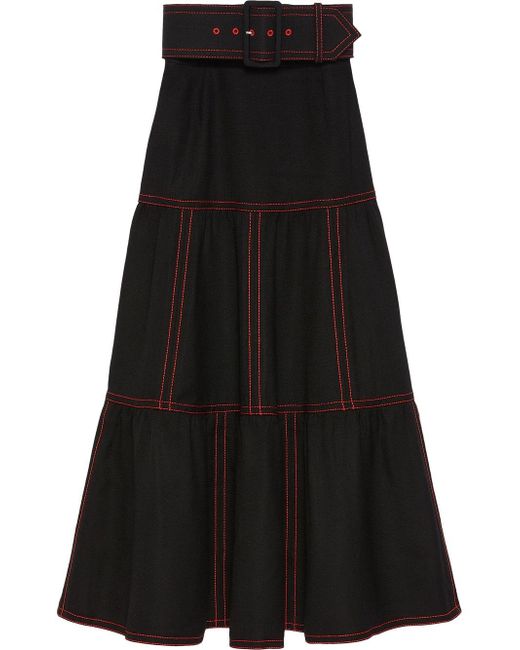 Gucci top-stitch midi skirt