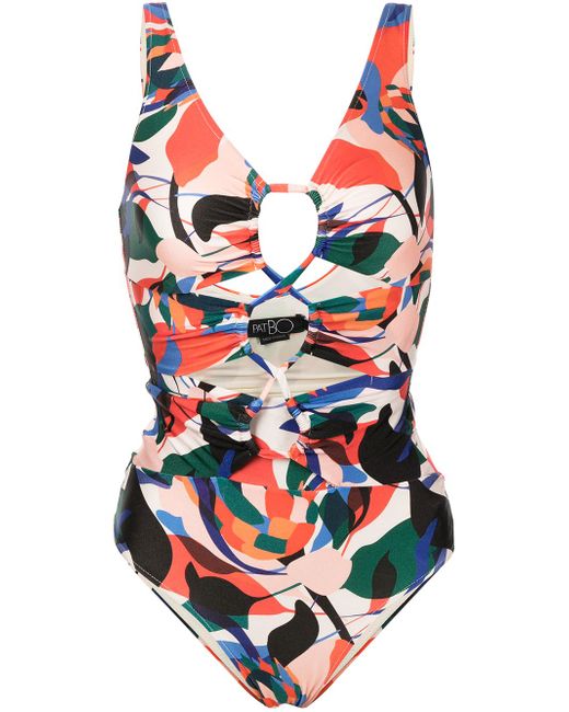 Patbo Moscow abstract-print lace-up swimsuit
