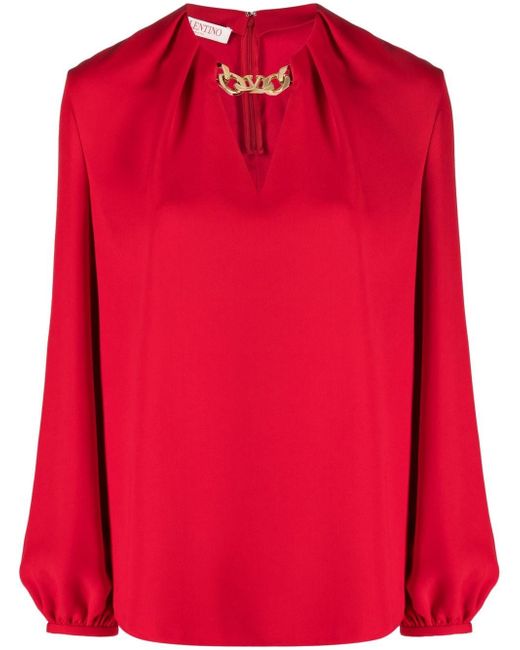 Valentino chain-detail silk blouse