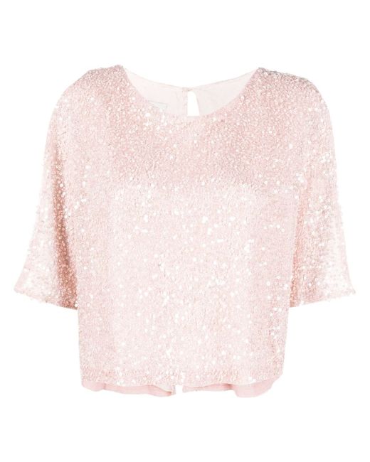 Fely Campo silk sequin-embellished blouse