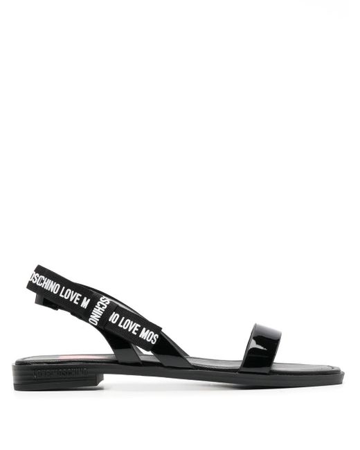 Love Moschino flat leather sandals