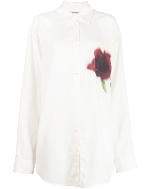 Peter Do flower-print oversized shirt