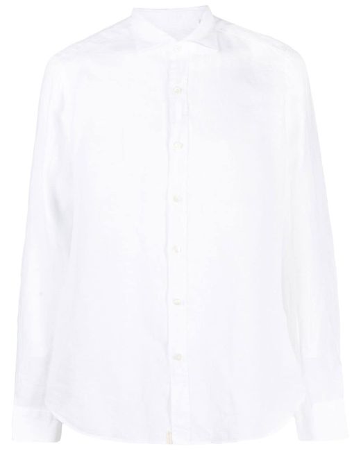 Tintoria Mattei cutaway collar linen shirt
